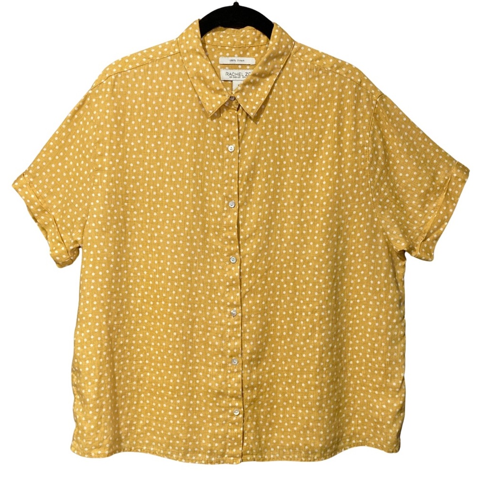 Rachel Zoe Boxy Linen Polka Dot Shirt SZ M